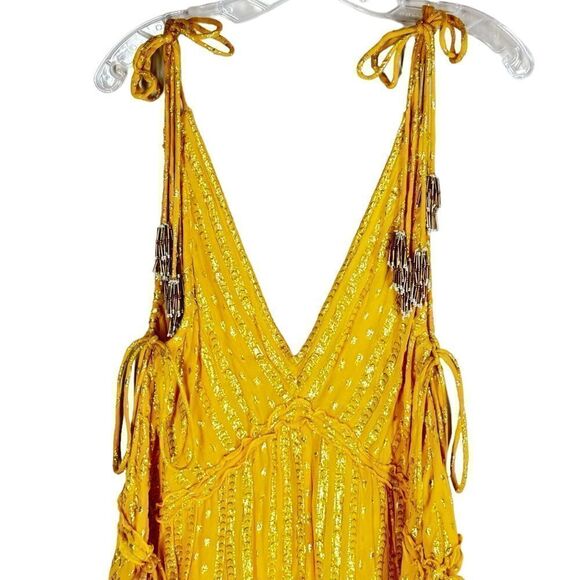 REVOLVE Sundress Brand Brooke Mini Dress in LaPaz Banana Beaded Tassel Straps - Picture 8 of 12
